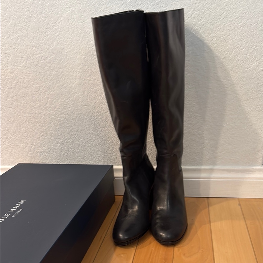BN never worn Cole Haan Black Heeled Boots with back zipper - Picture 5 of 6